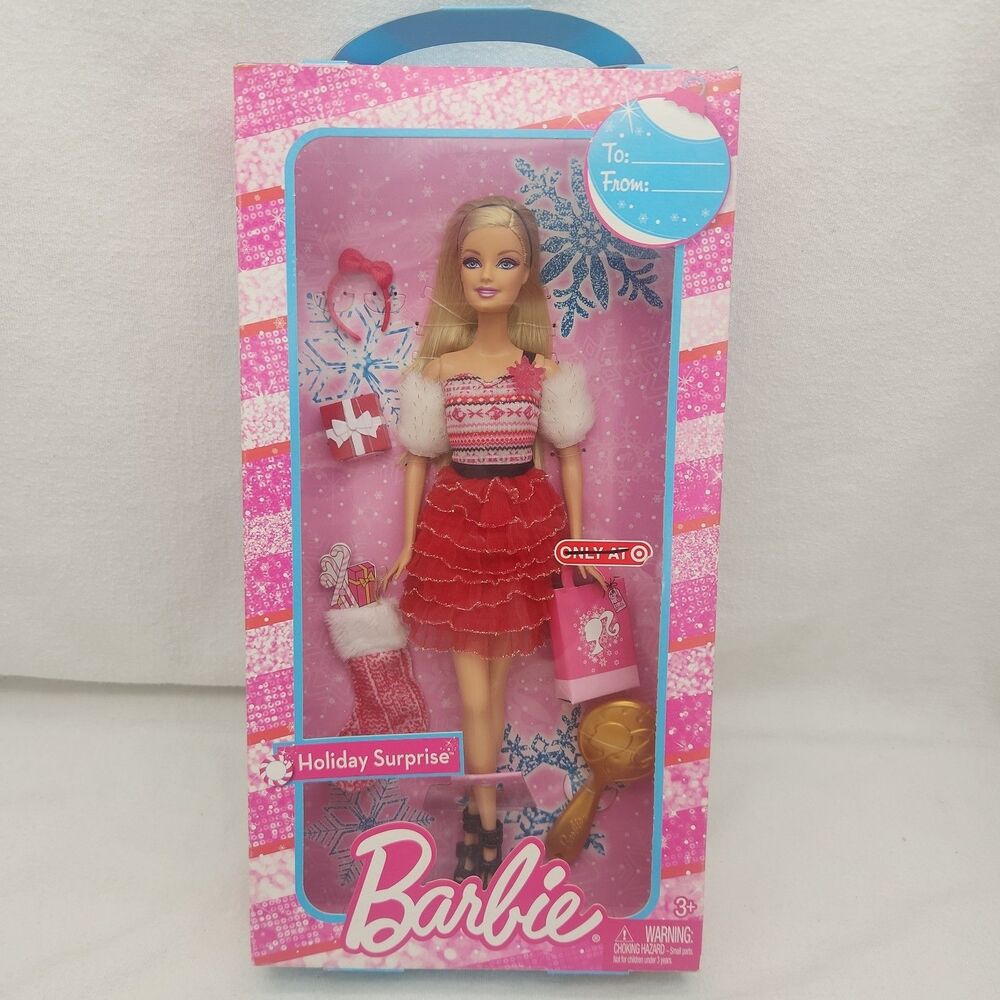 Doll Barbie Holiday Surprise 2012 Red Dress Target Exclusive #BBV57 Mattel NRFB